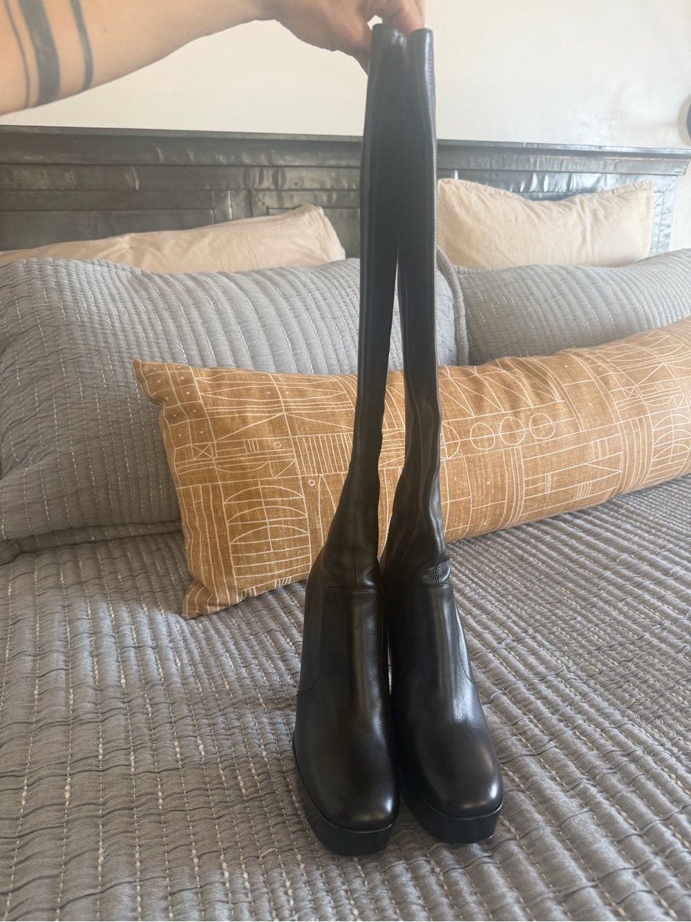 Saint Laurent Paris black leather boots